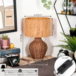 Luminaires Scandinaves-hofstein Halarna Lampe à poser Brun, Écru, 1 lumière