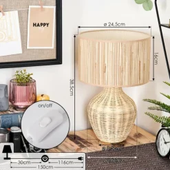 Lampes En Tissu-hofstein Halarna Lampe à poser Écru, 1 lumière