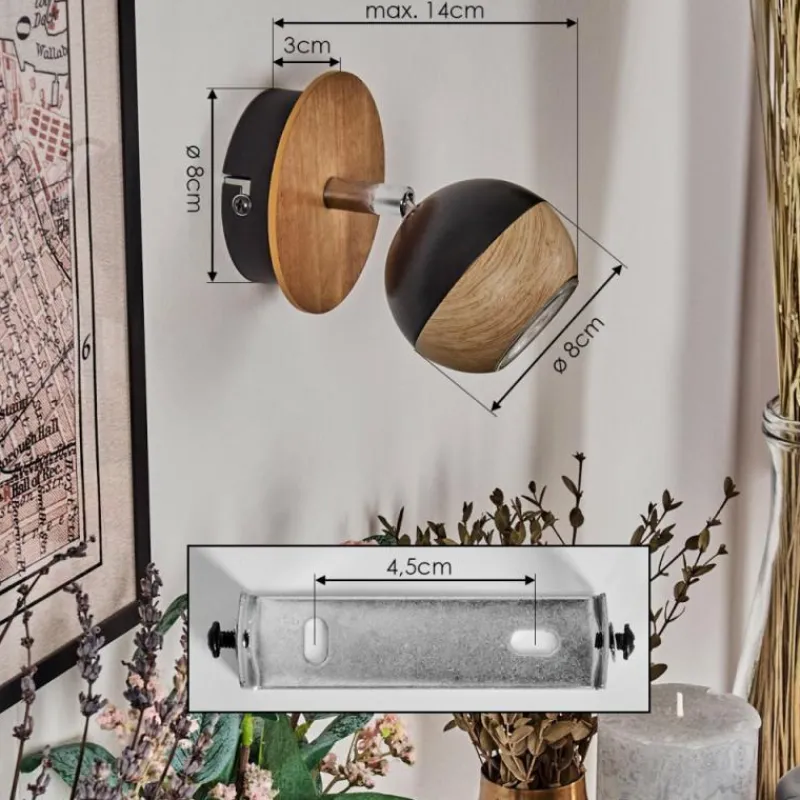 Luminaires Scandinaves-hofstein Haldor Applique murale, Spot mural Brun, Chrome, Noir, 1 lumière