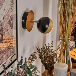 Luminaires Scandinaves-hofstein Haldor Applique murale, Spot mural Brun, Chrome, Noir, 1 lumière