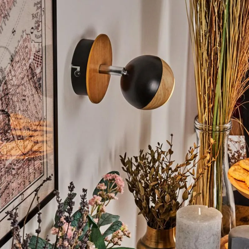 Luminaires Scandinaves-hofstein Haldor Applique murale, Spot mural Brun, Chrome, Noir, 1 lumière