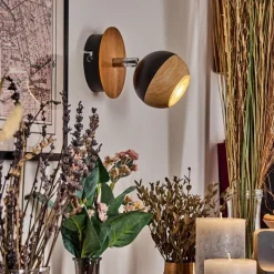 Luminaires Scandinaves-hofstein Haldor Applique murale, Spot mural Brun, Chrome, Noir, 1 lumière