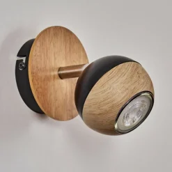 Luminaires Scandinaves-hofstein Haldor Applique murale, Spot mural Brun, Chrome, Noir, 1 lumière