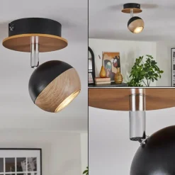 Luminaires Scandinaves-hofstein Haldor Plafonnier, Spot de plafond Brun, Chrome, Noir, 1 lumière