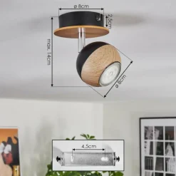 Luminaires Scandinaves-hofstein Haldor Plafonnier, Spot de plafond Brun, Chrome, Noir, 1 lumière