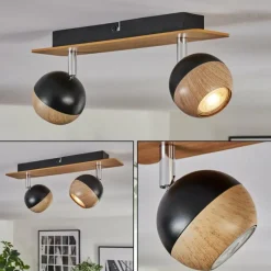 Luminaires Scandinaves-hofstein Haldor Plafonnier, Spot de plafond Brun, Chrome, Noir, 2 lumières