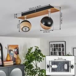 Luminaires Scandinaves-hofstein Haldor Plafonnier, Spot de plafond Brun, Chrome, Noir, 2 lumières