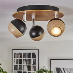 Luminaires Scandinaves-hofstein Haldor Plafonnier, Spot de plafond Brun, Chrome, Noir, 3 lumières