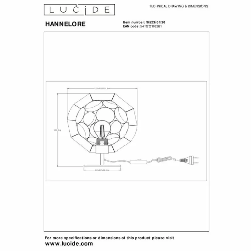Luminaires Lucide HANNELORE Lampe à poser Noir, 1 lumière* Lampes À Poser