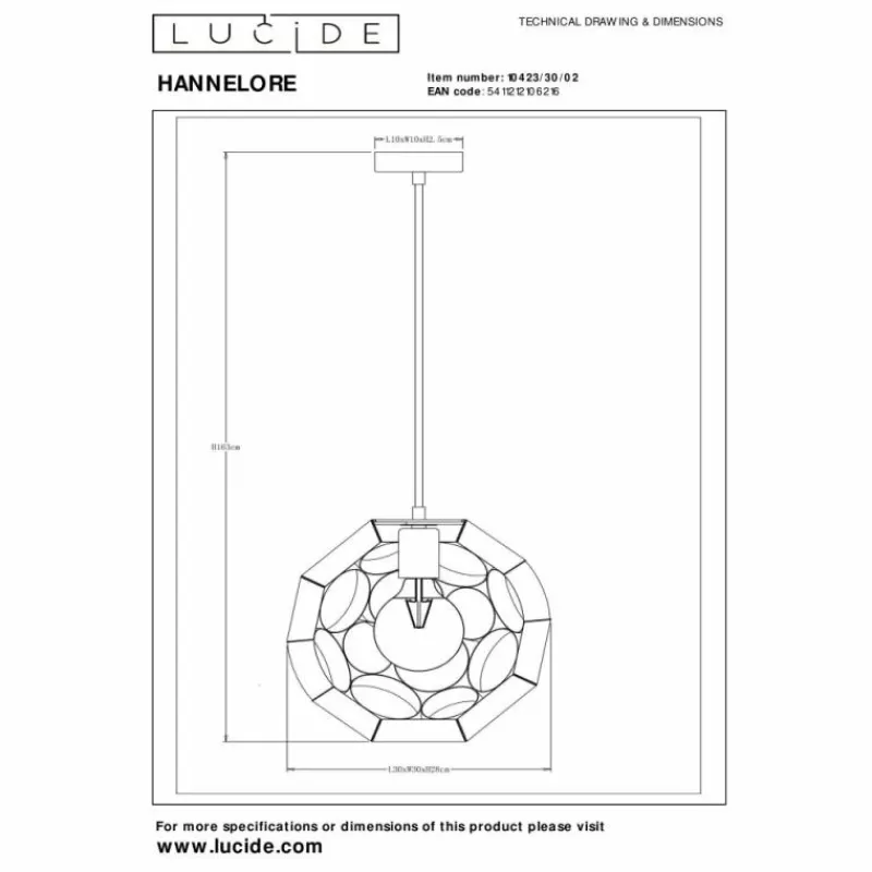 Lampes Dorées-Luminaires Lucide HANNELORE Suspension Or, 1 lumière