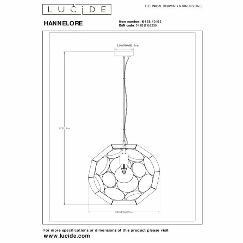 Lampes Dorées-Luminaires Lucide HANNELORE Suspension Or, 1 lumière