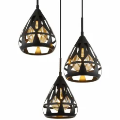 Luminaires Globo Lighting Hassan Suspension Noir, 3 lumières* Suspensions