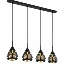 Luminaires Globo Lighting Hassan Suspension Noir, 4 lumières* Suspensions