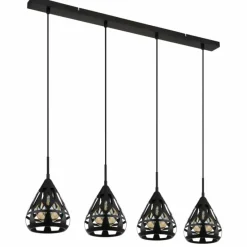 Luminaires Globo Lighting Hassan Suspension Noir, 4 lumières* Suspensions