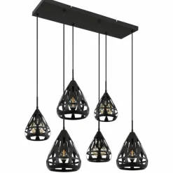Luminaires Globo Lighting Hassan Suspension Noir, 6 lumières* Suspensions
