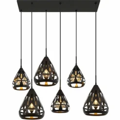Luminaires Globo Lighting Hassan Suspension Noir, 6 lumières* Suspensions