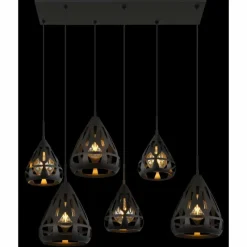 Luminaires Globo Lighting Hassan Suspension Noir, 6 lumières* Suspensions
