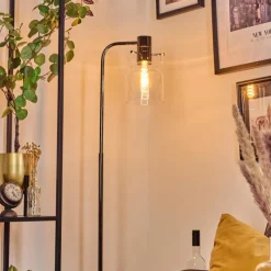 hofstein Hasvik Lampadaire Chrome, Noir, 1 lumière