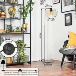 hofstein Hasvik Lampadaire Chrome, Noir, 1 lumière