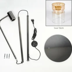 hofstein Hasvik Lampadaire Chrome, Noir, 1 lumière