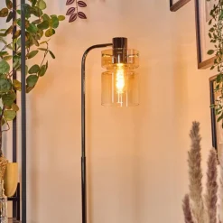 hofstein Hasvik Lampadaire Chrome, Noir, 1 lumière