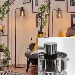 hofstein Hasvik Lampadaire Chrome, Noir, 1 lumière