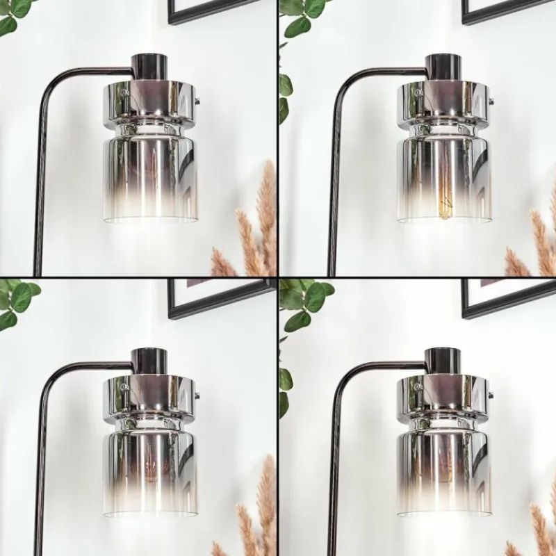 hofstein Hasvik Lampadaire Chrome, Noir, 1 lumière