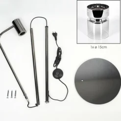 hofstein Hasvik Lampadaire Chrome, Noir, 1 lumière