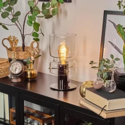 hofstein Hasvik Lampe de bureau, Lampe à poser, Liseuse Chrome, Noir, 1 lumière