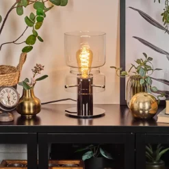 hofstein Hasvik Lampe de bureau, Lampe à poser, Liseuse Chrome, Noir, 1 lumière