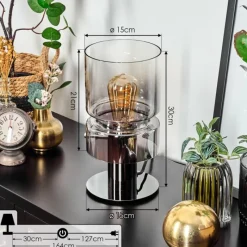 hofstein Hasvik Lampe de bureau, Lampe à poser, Liseuse Chrome, Noir, 1 lumière