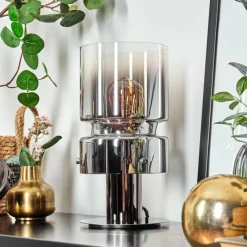 hofstein Hasvik Lampe de bureau, Lampe à poser, Liseuse Chrome, Noir, 1 lumière