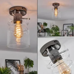 hofstein Hasvik Plafonnier, Spot de plafond Chrome, Fumée, 1 lumière