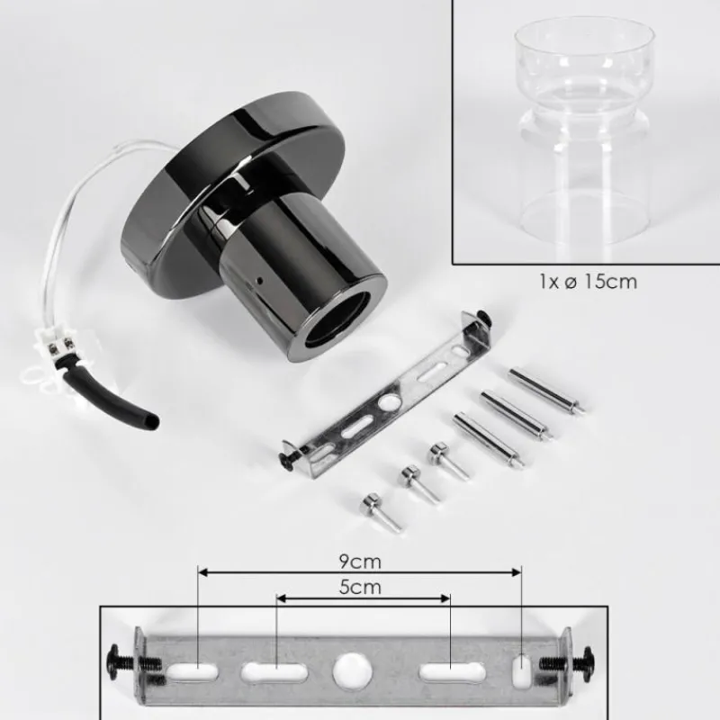 hofstein Hasvik Plafonnier, Spot de plafond Chrome, Fumée, 1 lumière