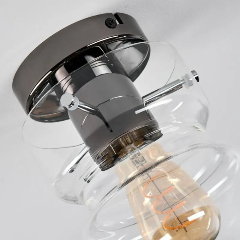 hofstein Hasvik Plafonnier, Spot de plafond Chrome, Fumée, 1 lumière