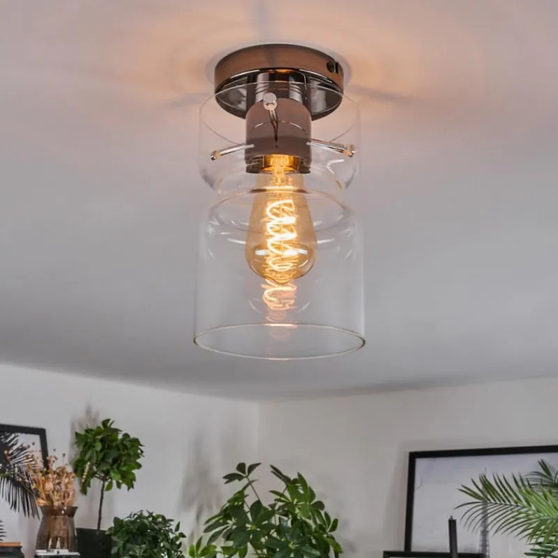 hofstein Hasvik Plafonnier, Spot de plafond Chrome, Fumée, 1 lumière