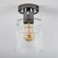 hofstein Hasvik Plafonnier, Spot de plafond Chrome, Fumée, 1 lumière