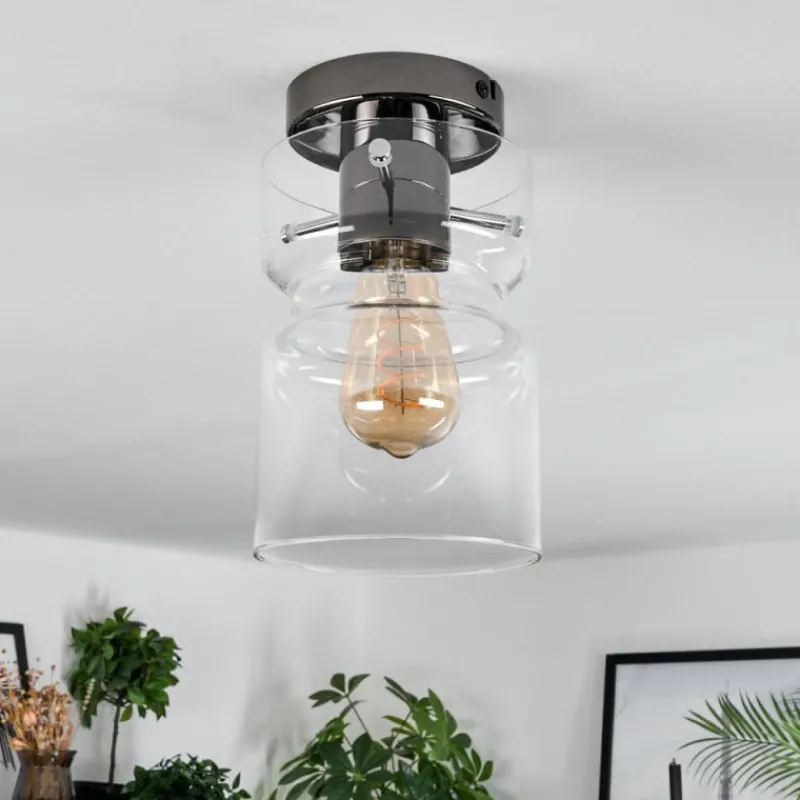 hofstein Hasvik Plafonnier, Spot de plafond Chrome, Fumée, 1 lumière