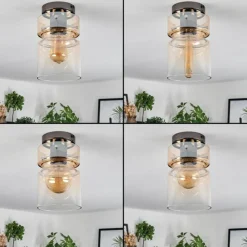 hofstein Hasvik Plafonnier, Spot de plafond Chrome, Fumée, 1 lumière