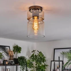 hofstein Hasvik Plafonnier, Spot de plafond Chrome, Fumée, 1 lumière