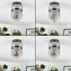 hofstein Hasvik Plafonnier, Spot de plafond Chrome, Fumée, 1 lumière