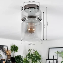 hofstein Hasvik Plafonnier, Spot de plafond Chrome, Fumée, 1 lumière