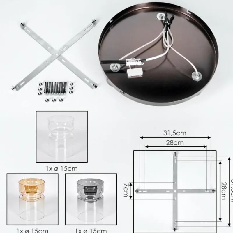 hofstein Hasvik Plafonnier, Spot de plafond Chrome, Noir, 3 lumières