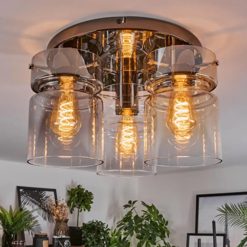 hofstein Hasvik Plafonnier, Spot de plafond Chrome, Noir, 3 lumières