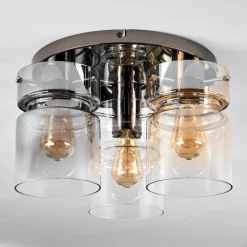 hofstein Hasvik Plafonnier, Spot de plafond Chrome, Noir, 3 lumières