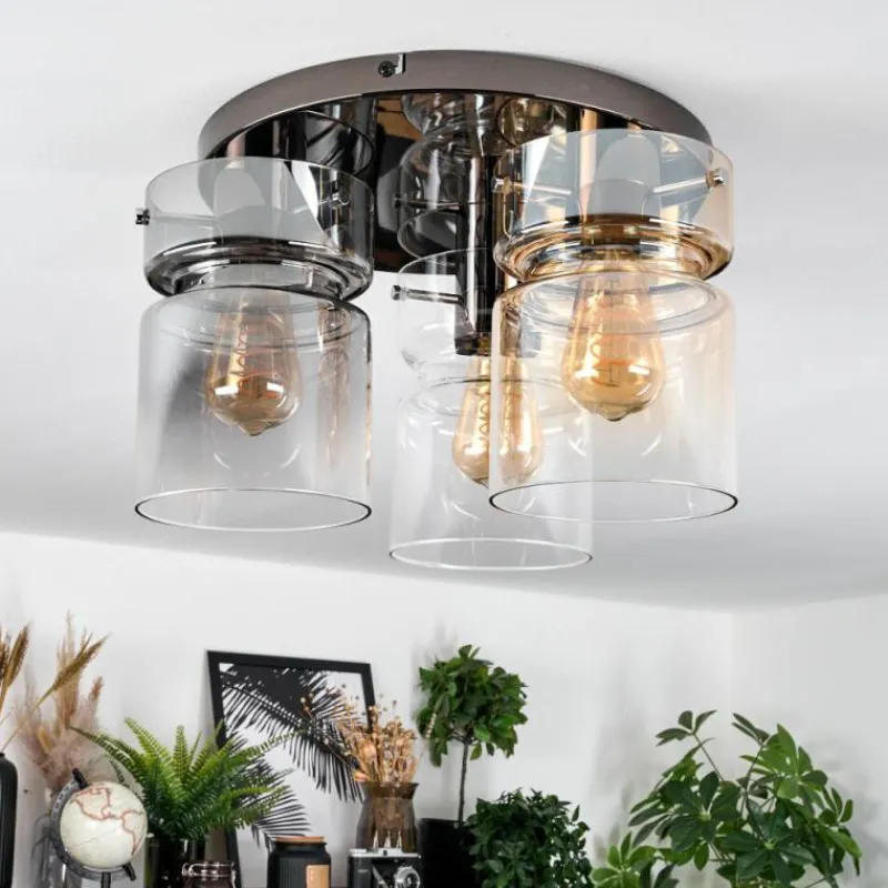 hofstein Hasvik Plafonnier, Spot de plafond Chrome, Noir, 3 lumières