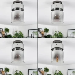 hofstein Hasvik Plafonnier, Spot de plafond Chrome, Fumée, 1 lumière