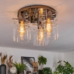 hofstein Hasvik Plafonnier, Spot de plafond Chrome, Noir, 3 lumières