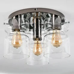 hofstein Hasvik Plafonnier, Spot de plafond Chrome, Noir, 3 lumières