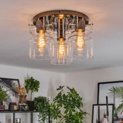 hofstein Hasvik Plafonnier, Spot de plafond Chrome, Noir, 3 lumières